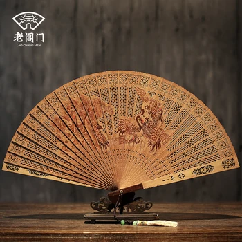 |Star changmen sandalovine fan klasični Kitajski retro slogu obrt zložljiva fan sandalovine fan Suzhou votel, ven dar fan